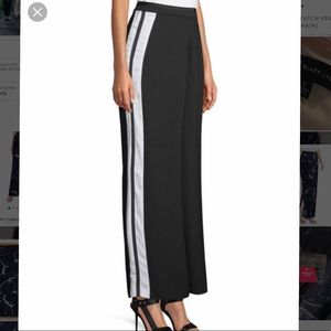 Side striped wide leg pants black & white size 4